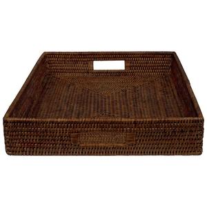 Plateau carré en rotin-Plateaux décoratifs et de service en bois-Petite, moyenne et grande taille-Options naturelles et colorées - Product Image 3