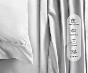 Ensemble de draps de lit Queen 4 pièces de qualité d'exportation, gris clair, doux et confortable, 400 fils, design disponible en gros - Product Image 6