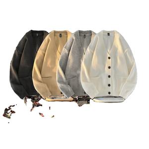 Men's Retro Casual Loose Knit 100% Acrylic Fleece <b>Cardigan</b> <b>Sweater</b> with Front Logo for Autumn/Winter Season - Product Image 2