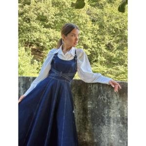 Vestido vaquero midi azul sencillo al por mayor, moderno y elegante - Product Image 4