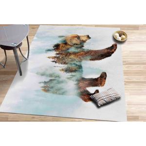 Tapis imprimé avec un ours qui marche dans la neige, tapis à thème animal, cadeau pour la maison, tapis doux non tissé - Product Image 2