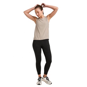 Débardeur sans manches en coton mélangé doux pour femmes, haut à col ras du cou pour la gym, le yoga et l'été - Product Image 5