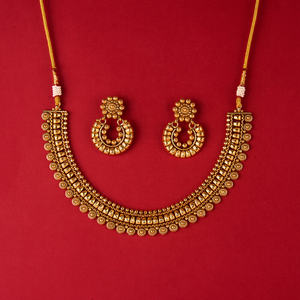 Hermoso Juego de Collar de Oro Antiguo de Diseño con Baño de Oro - Product Image 1