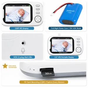 Nouveau Moniteur Bébé 2026 Sans WiFi, Écran 3,5 Pouces, Caméra HD 720P, Vision Nocturne Sans Fil 2,4 GHz, Audio Bidirectionnel, VOX, Température, Téléphone de Surveillance - Product Image 5