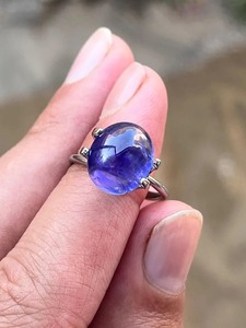 Anillo de Compromiso/Boda de Plata de Ley 925 de Estilo Clásico para Hombre Mehrajudin Gems, con Cabujón de Tanzanita Natural, Gema Fina, Regalo - Product Image 2