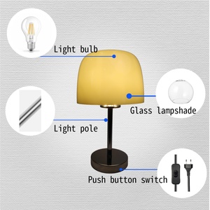 Kính nấm bảng đèn với Orange Glass Dome bóng râm và E27 LED bóng đèn, hoàn hảo cho trang trí nội thất. - Product Image 4