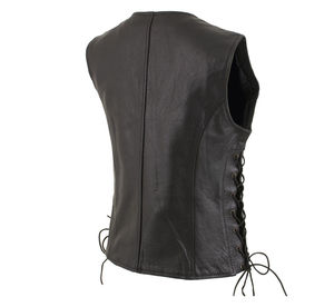 Veste en cuir pour femme en peau de mouton 100% authentique, vêtement d'extérieur OEM, avec lacets latéraux réglables, fermeture éclair et longueur courte - Product Image 3