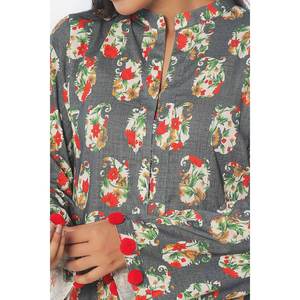 Traje Khaddar de 2 Piezas sin Coser con Estampado Digital y Cuello Mandarín WNST-42003 - Product Image 6
