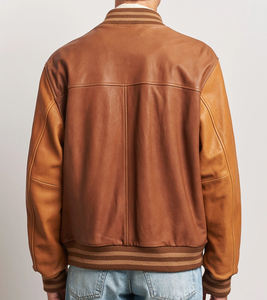 2025 New Arrived Pure Cowhide Leather Fall Winter <b>Baseball</b> <b>Jacket</b> <b>for</b> <b>man</b> Custom Embriordery logo Plus Size Varsity <b>Jacket</b> - Product Image 5