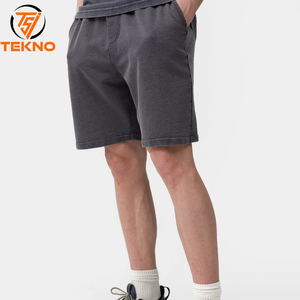 กางเกงขาสั้นเล่นกีฬาผ้าคอตตอนสำหรับผู้ชายกางเกงขาสั้นซับเหงื่อเทอร์รี่ใส่สบายชุดกีฬาสีพื้นพิมพ์ลายบนหน้าจอเป็นมิตรกับสิ่งแวดล้อม - Product Image 1