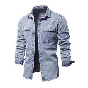 Ventes en gros de vestes en toile pour hommes, style streetwear, écologiques, respirantes, 100% coton, vêtements d'extérieur, teinture unie, XS, hiver, service OEM - Product Image 2