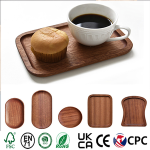 Bandeja Rectangular de Madera para Aperitivos, Platos para Queso, Bandejas Pequeñas para Sándwiches y Postres, Plato Redondo para Servir Galletas, Plato para Aperitivos - Product Image 1