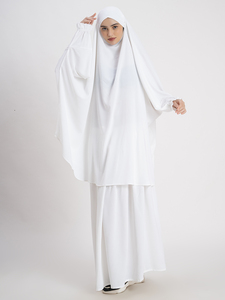 Ropa musulmana tradicional Abaya blanca de poliéster Premium para mujer con mangas completas de estilo étnico para el verano invierno India - Product Image 2
