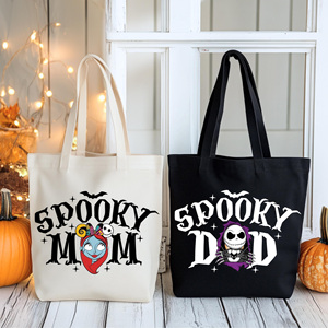 Bolsa de Regalo de Navidad 2025 con Diseño de Dibujos Animados, Bolsa de Mano de Moda con Diseño de Jack y Sally, Bolsa de Lona Impermeable de Gran Capacidad Personalizable - Product Image 4