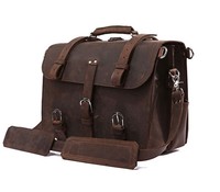 Porte-documents vintage en cuir véritable Crazy Horse unisexe, grande capacité, étui pour ordinateur portable, sac à bandoulière imperméable, pour le bureau