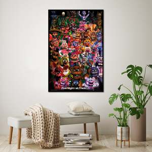 Five Nights at Freddy's Modern Group <b>Poster</b> on Canvas Black <b>Frame</b> Wall Art - Product Image 1