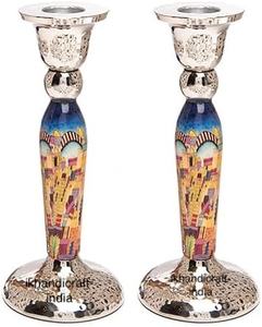 Nouveauté Bougeoirs en aluminium martelé argenté personnalisés Décoration d'intérieur pour Noël Fêtes juives Cadeau pas cher - Product Image 5