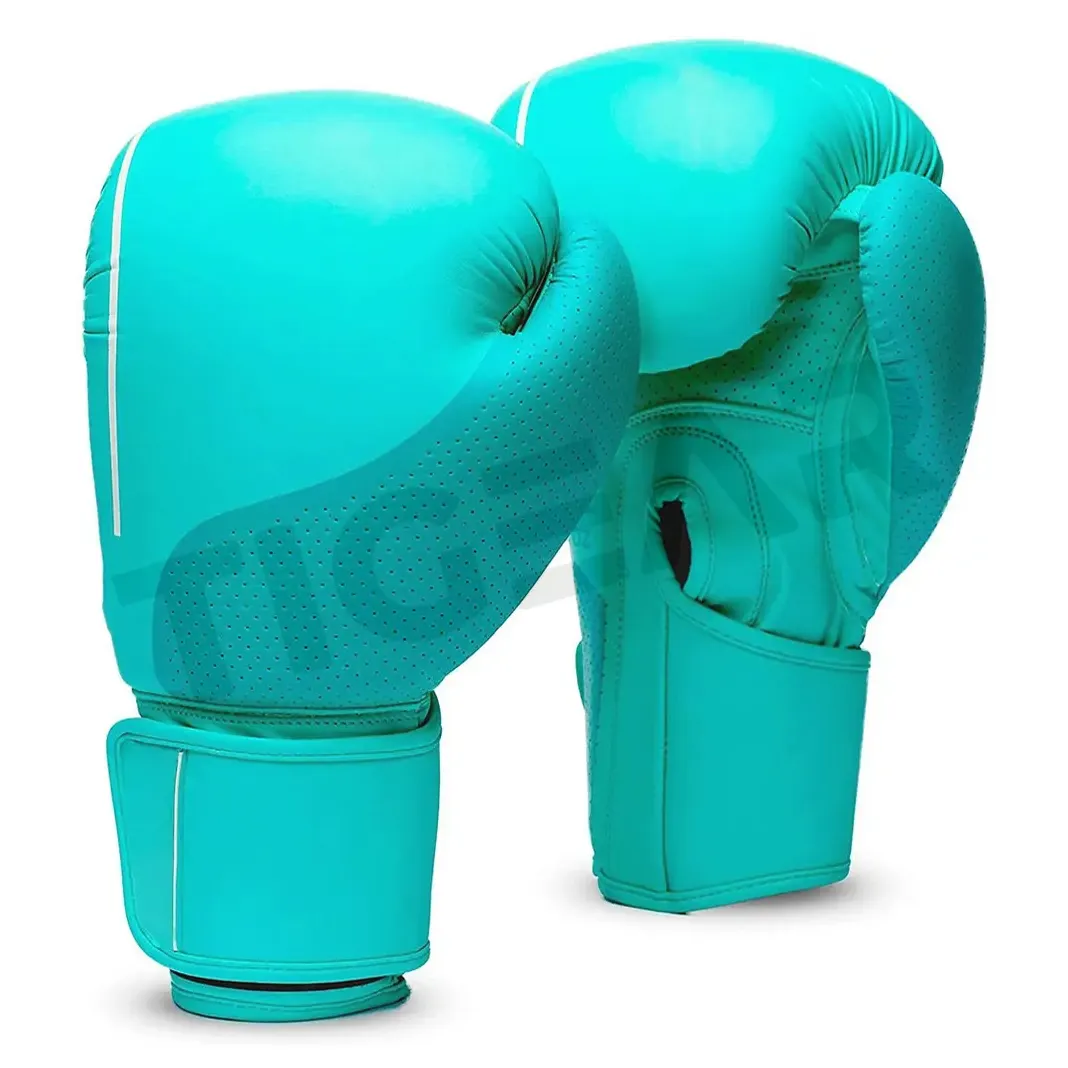 Guantes de boxeo de cuero, buena calidad, deportivos, guantes de boxeo de cuero azul, personalizados para boxeo