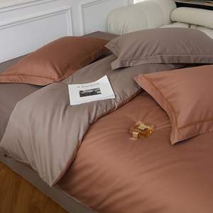 Set seprai katun murni empat buah kualitas tinggi penutup seprai Quilt warna Solid kapas staples panjang pabrik kain perca tenun - Product Image 2