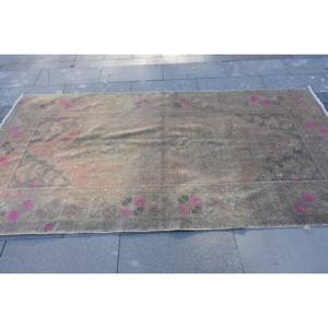 Vintage brun rose 4.3 X 8.3ft grande surface tapis turc laine jonc de mer matériel Latex abstrait couloir rectangulaire pour la décoration de la chambre - Product Image 4