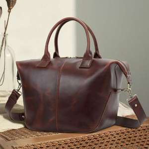 Sacs à main pour femmes en cuir de buffle véritable, imperméables, élégants, légers, écologiques, sac de shopping, logo personnalisé, deux sangles - Product Image 5