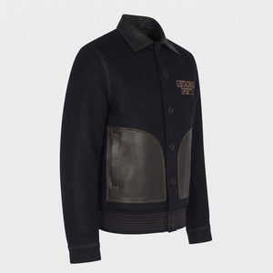 Chaqueta de Béisbol Juvenil Vintage Negra de Mezcla de Lana, Chaqueta Deportiva Personalizada con Bordado, Paneles en los Bolsillos, Cierre de Botones y Cintura de Punto Acanalado - Product Image 6