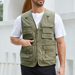 Gilet de pêche personnalisé avec logo, vêtements d'extérieur pour hommes, respirant, sans manches, nouveau style, col en V, gilet de pêche pour hommes - Product Image 4