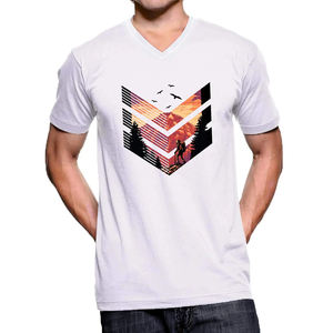 Premium hombres Casual cuello en V camisetas cómodas 100% algodón básico en blanco diseño personalizado manga corta al por mayor tela de punto - Product Image 4