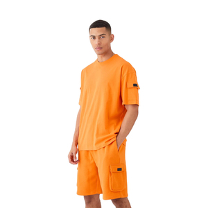 Conjunto de Verano de Dos Piezas con Estampado Personalizado al por Mayor, 100% Algodón, Transpirable, de Secado Rápido, Estilo Urbano, Chaqueta Corta y Pantalones Deportivos - Product Image 3