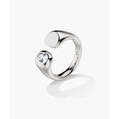 Bague Signet Ouverte Noa – Bijou Tendance en Acier Inoxydable avec Incrustation Géométrique Dorée – Style Éternité Élégant - Product Image 1