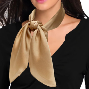 Hot Sale Custom Logo Printed Square Silk Satin High Quality Women Casual Scarf Solid Plaid Breathable Outdoor - Product Image 3