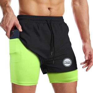 Short de gymnastique pour homme Entrejambe 7 pouces avec doublure extensible Short de compression 2 en 1 pour homme - Product Image 3