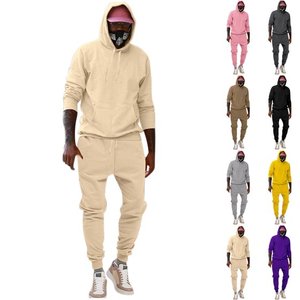 2025 nouvelle mode hommes survêtement ensembles à capuche et pantalon femmes couleur unie pull à capuche + pantalon costume vêtements de sport décontractés ensembles mâle - Product Image 1