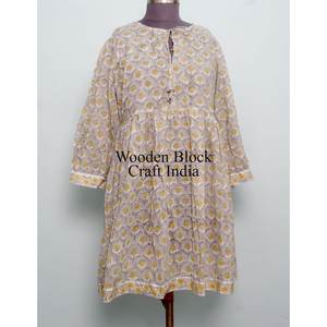 Vestido Boho Ligero de Algodón para Mujer, Estampado Floral Hecho a Mano, Estilo Casual y Fresco para Fiestas de Verano, Lavable - Product Image 1