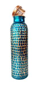 Bouteille d'eau en cuivre bleu et cuivre bouteille de santé ayurvédique écologique verres élégants pour un usage quotidien voyage de cuisine - Product Image 6