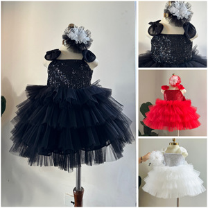 Vestido de princesa sin mangas de alta calidad para niñas con adornos de lazo y lentejuelas perfecto para desfiles de moda de fiesta con - Product Image 2