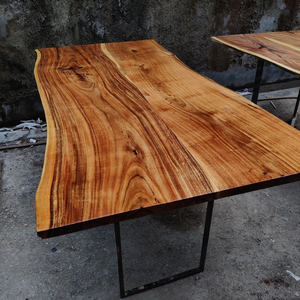 Mesa de Comedor de Madera Maciza con Borde Natural de Acacia, para 6-8 Personas, Muebles de Comedor Ecológicos para Casa, Villa o Granja - Product Image 3