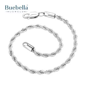 Bracelet en corde plaqué or blanc 14 carats plaqué argent sterling 925 de haute qualité 3mm pour homme - Product Image 3