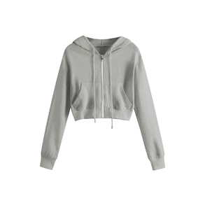 Sweat à capuche à col roulé d'hiver pour femmes à la mode avec logo sur le devant et design court à fermeture éclair - Product Image 3