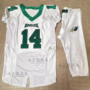 Uniforme de fútbol americano de diseño personalizado conjunto de jóvenes completo sublimación aparejos de sarga bordado trabajo impreso - Product Image 6