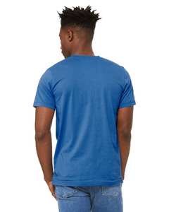 Camiseta básica de algodón azul real para hombre, manga corta, cuello redondo, de secado rápido. - Product Image 3