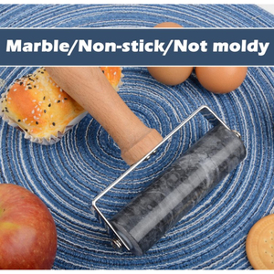 Rouleau à pâtisserie en bois avec rouleau de cuisine élégant de style marbre blanc adapté à la cuisson en famille à usage professionnel et à la cuisine quotidienne - Product Image 6