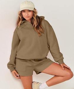 Ensemble court à capuche pour femmes 100% coton Ultimate Comfort de qualité supérieure brodé avec des décorations vintage nouveau motif solide - Product Image 2