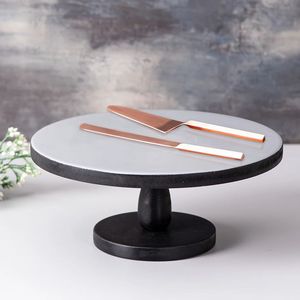 Luxury Handmade Wooden Cake Stand Set Premium 3 Pack Round Dessert Display <b>Trays</b> Rustic Tabletop Serving Platters - Product Image 6