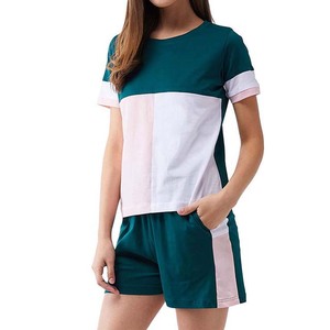 Ensemble de vêtements de sport à manches courtes pour hommes et femmes Tissu à tricoter respirant et à séchage rapide Vêtements de couleur contrastée décontractés - Product Image 6