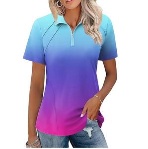 Camiseta Polo de Mujer de Alta Calidad, 100% Algodón, Media Cremallera, Sublimada, Superventas, Manga Corta, Transpirable, para Verano - Product Image 3