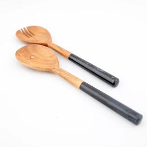 Wholesale 7pcs Teak Wooden Utensils <b>Set</b> Nonstick Cookware <b>Kitchen</b> <b>Accessories</b> with Wood resin Spatula for Cooking - Product Image 4