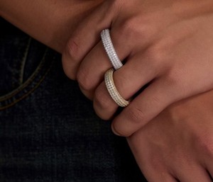 Anillo de Eternidad Aniva Fashion, Plata de Ley S925, Tres Hileras, Diamantes de Laboratorio con Corte Brillante, Certificado IGI, para Mujer y Hombre - Product Image 1