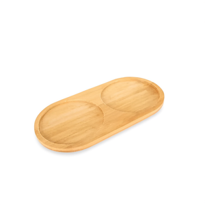 Bamboo Oil Bottle Stand-Natural Wood 2-Compartment Cruet Holder - Product Image 3