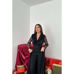 Mono negro sin mangas con falda de tul - Negro - Product Image 3
